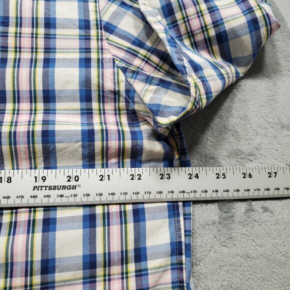 Vineyard Vines Long Sleeve Button Down Plaid Shirt Blue Yellow Pink Men Sz L - Picture 9 of 10